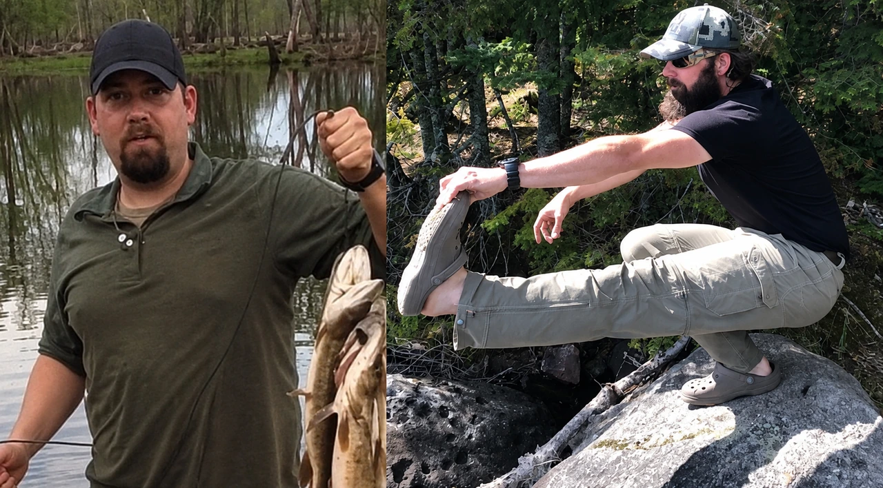 Two outdoor client photographs showing progress during training with Bennett