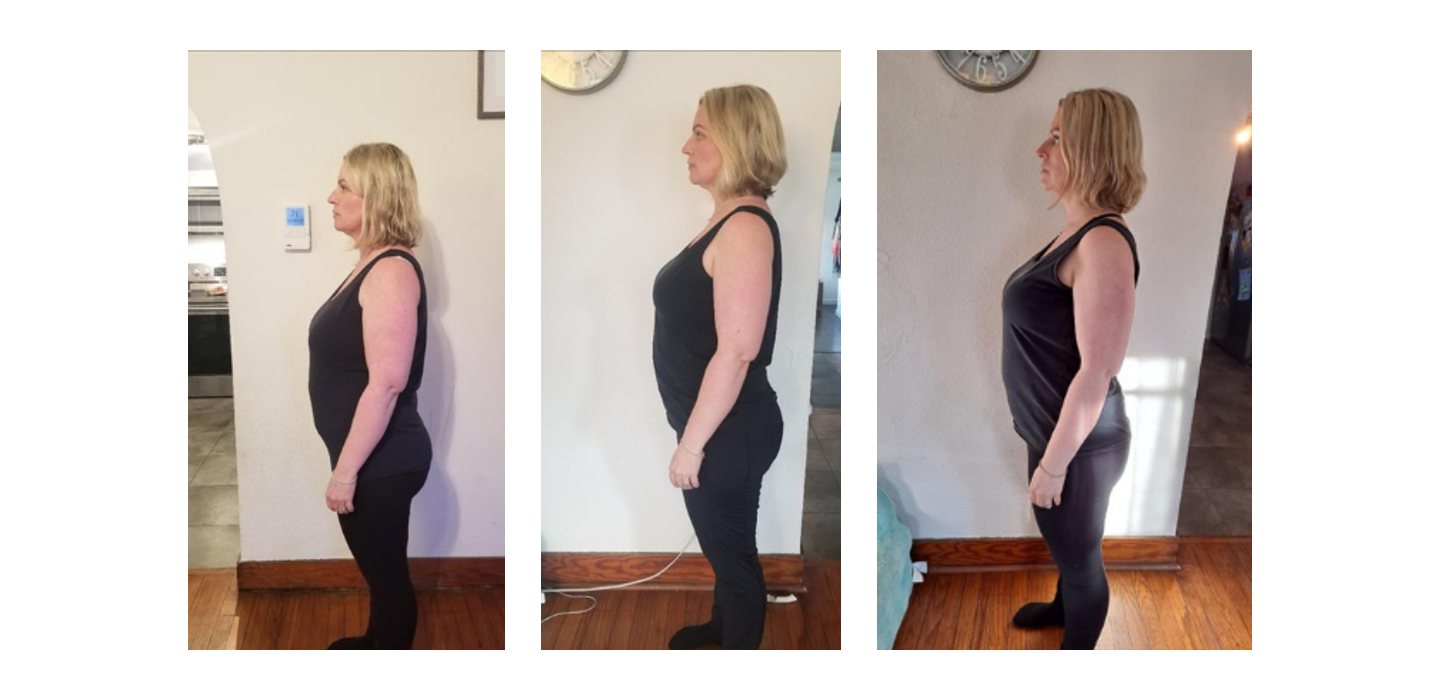 Three side-view online training progress photos